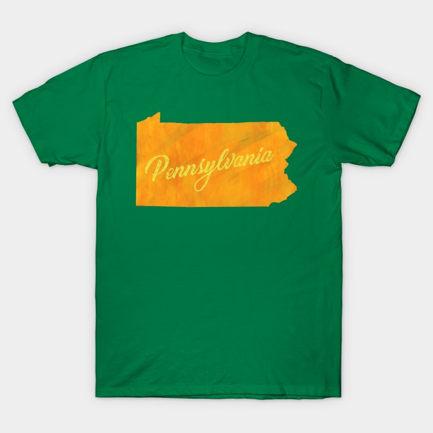 The State of Pennsylvania - Orange Watercolor T-Shirt by loudestkitten